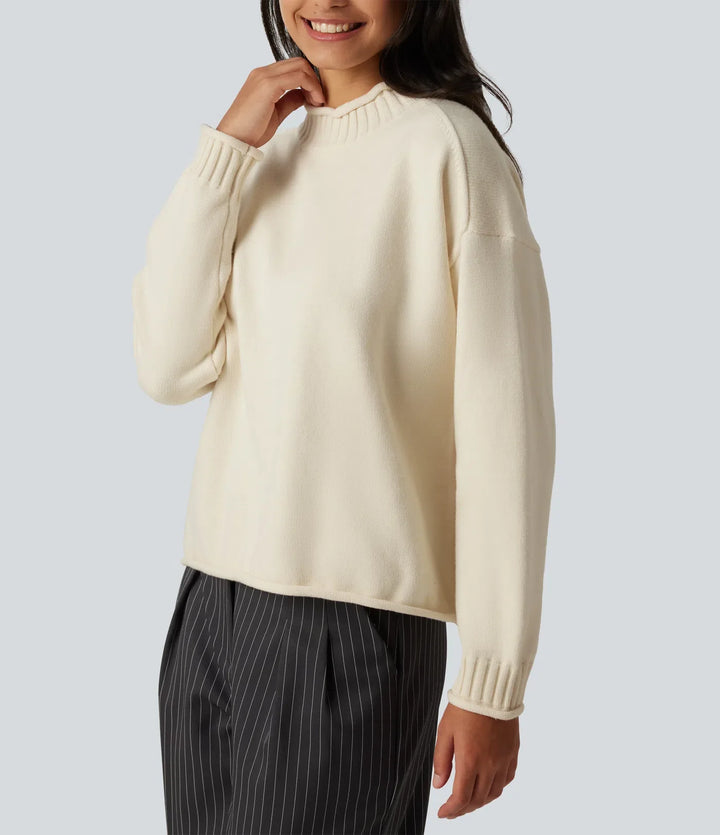 Mock Neck Long Sleeve Work Sweater