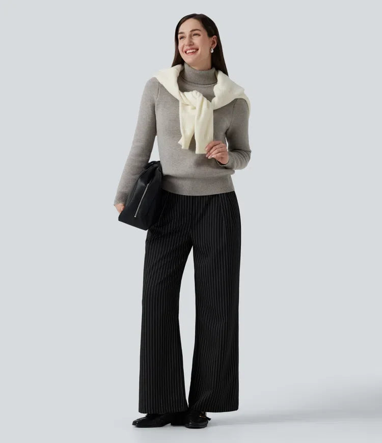 High Neck Long Sleeve Work Sweater