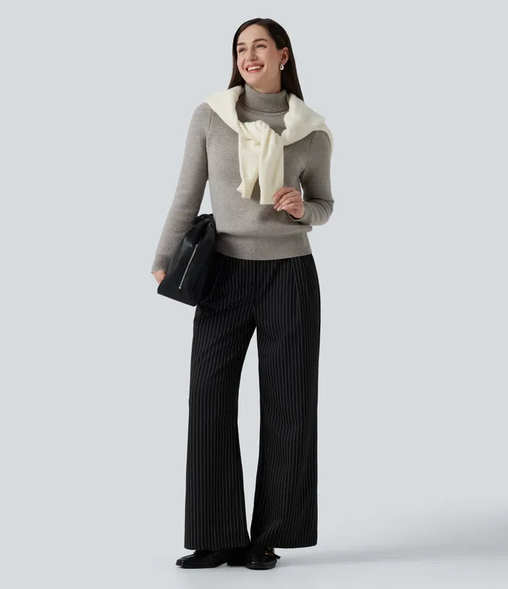 High Neck Long Sleeve Work Sweater