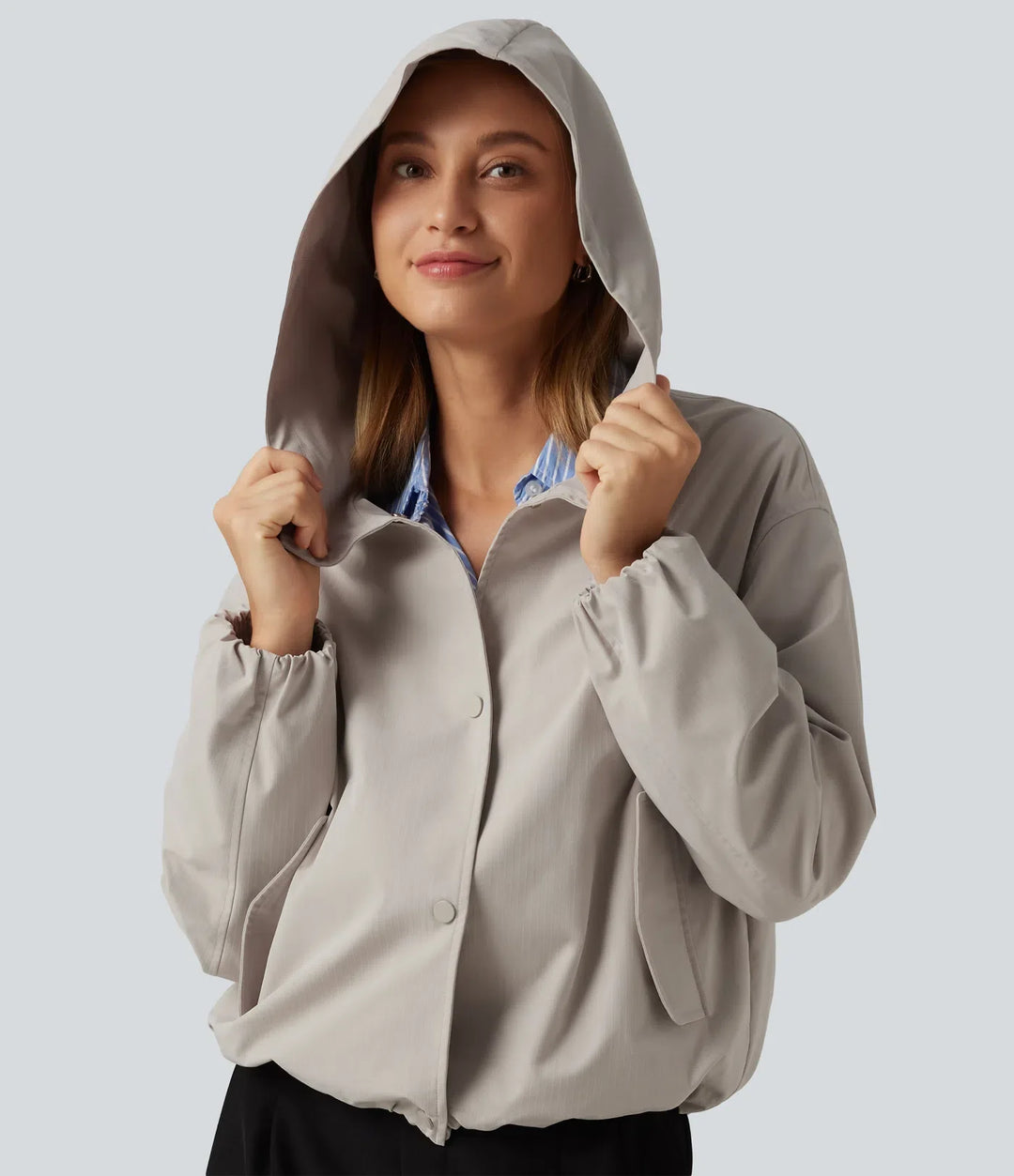 Hooded Long Sleeve Casual Jacket with Pockets