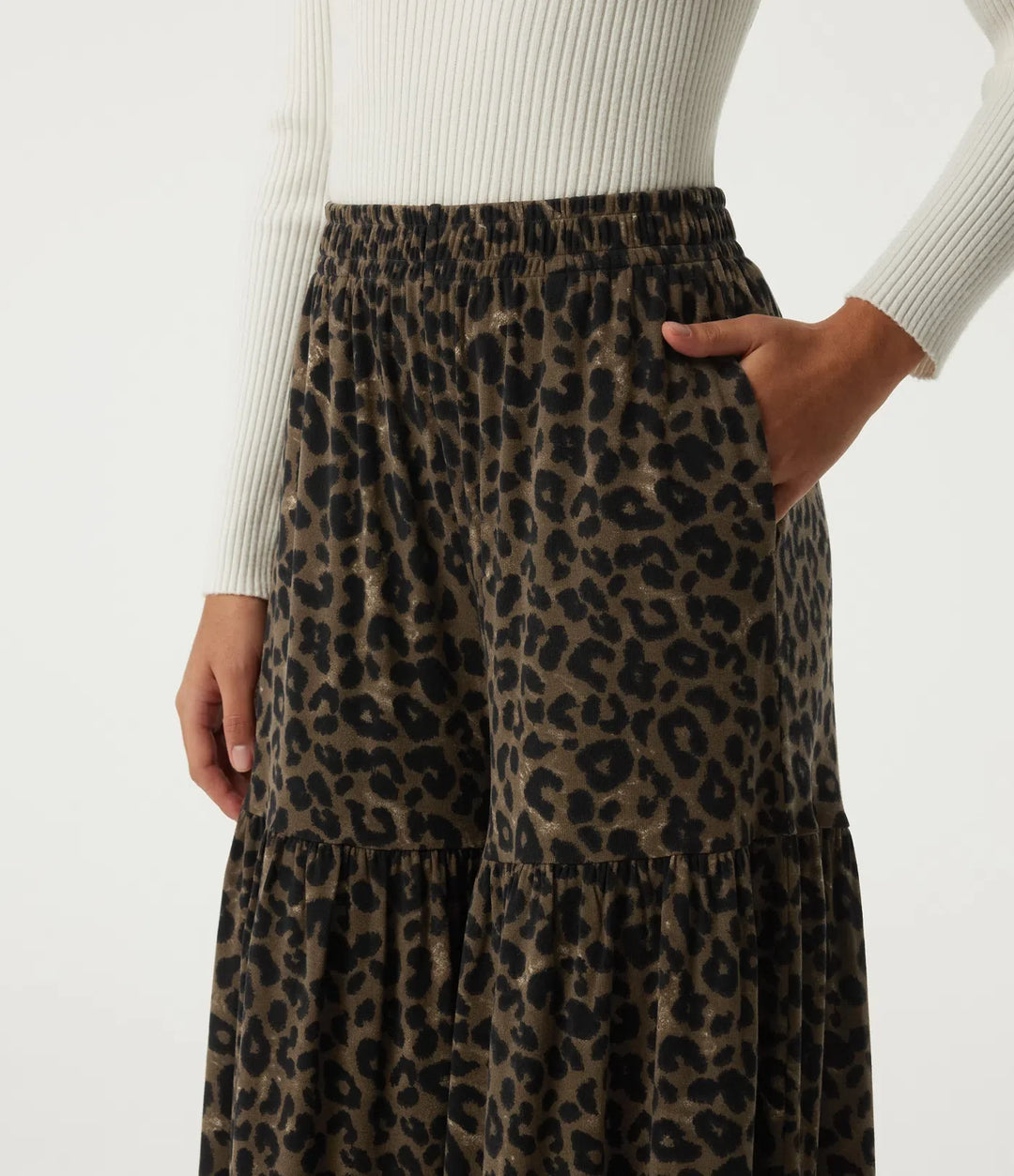 High Waisted Leopard Print Baggy Casual Pants with Pockets