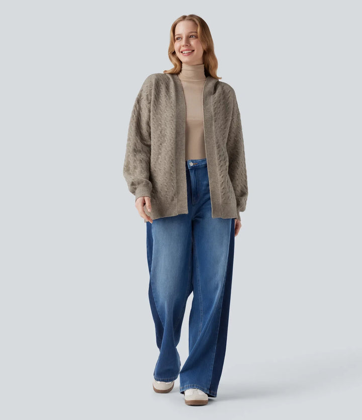 Hooded Open Front Long Sleeve Casual Cardigan
