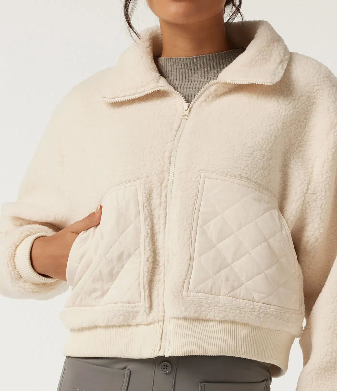 Lapel Long Sleeve Casual Sherpa Jacket with Pockets