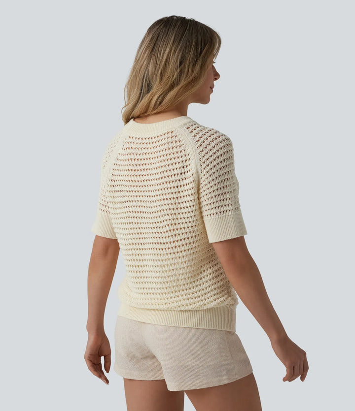 Round Neck Short Sleeve Sweater