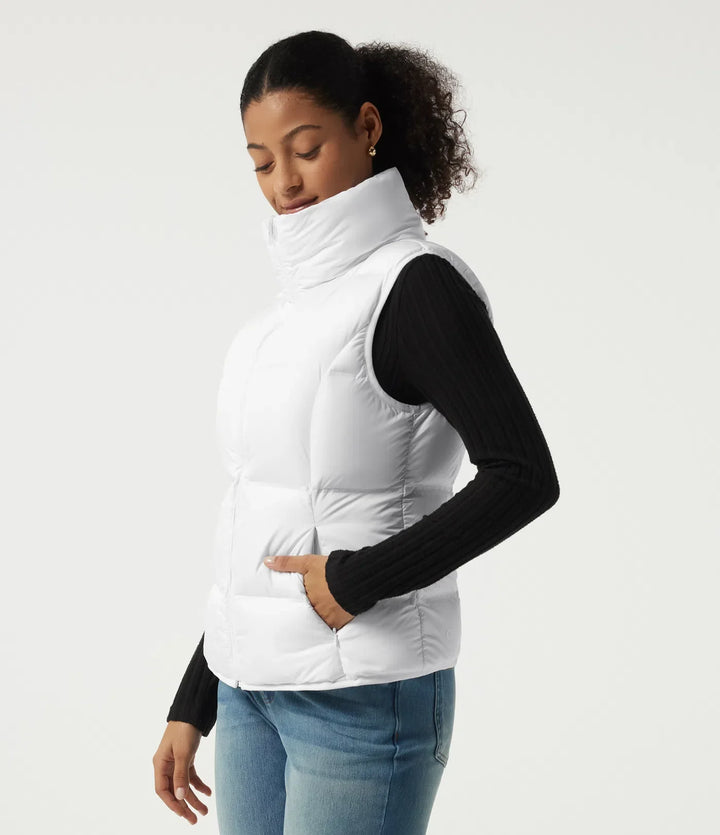 High Neck Quilted Puffer Casual Down Vest with Pockets