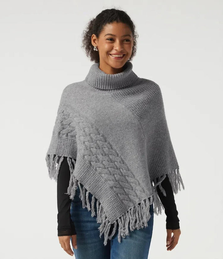 High Neck Fringe Hem Casual Sweater