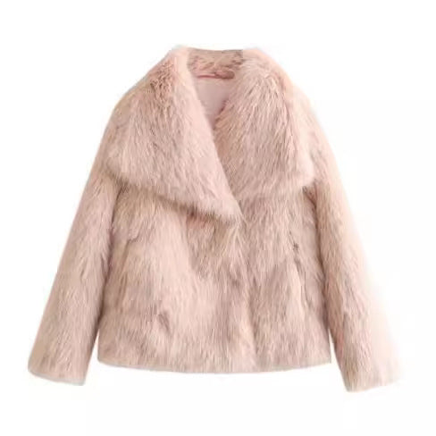 Riley | Cropped Fluffy Faux Fur Jacket with Wide Lapels