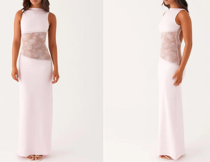 Riley | Lace Bodice Maxi Slip Dress with Thin Straps