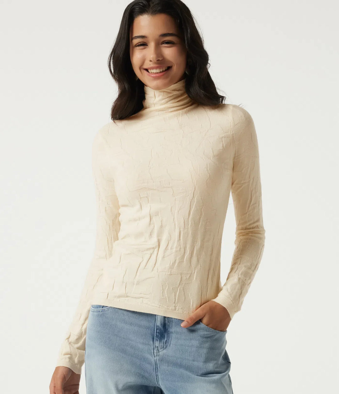 High Neck Long Sleeve Slim Work Sweater