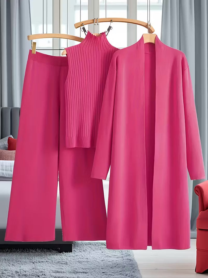 Savannah | Three-Piece Knit Set with Vest, Cardigan and Pants