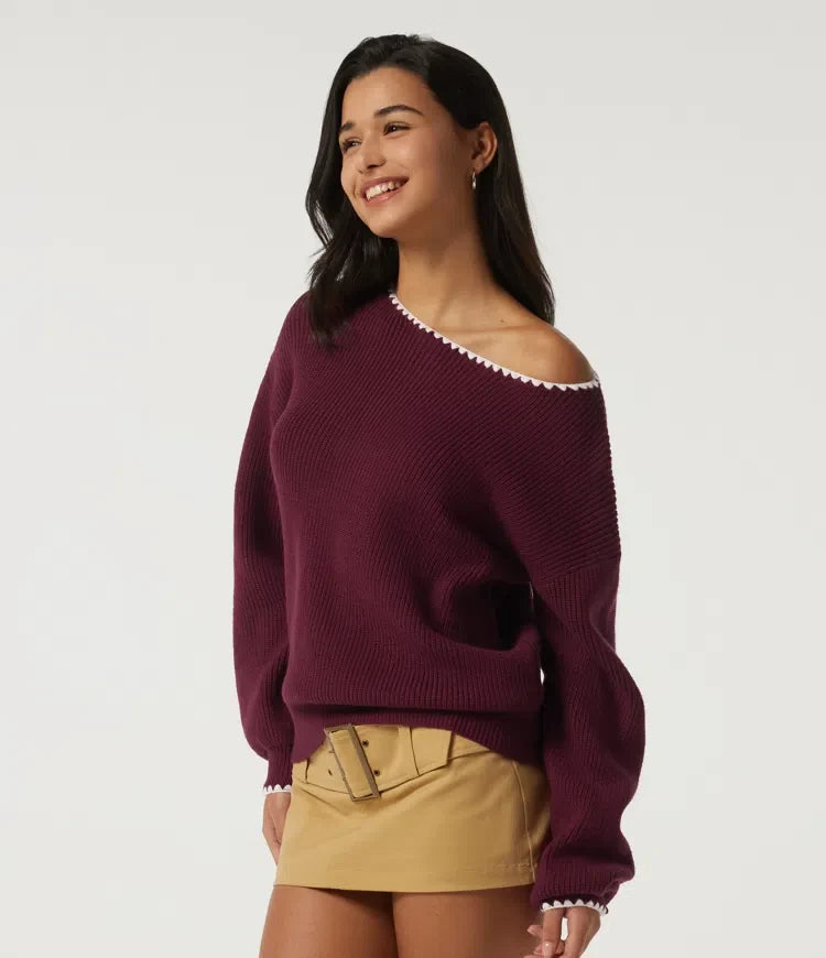 One Shoulder Long Sleeve Casual Sweater