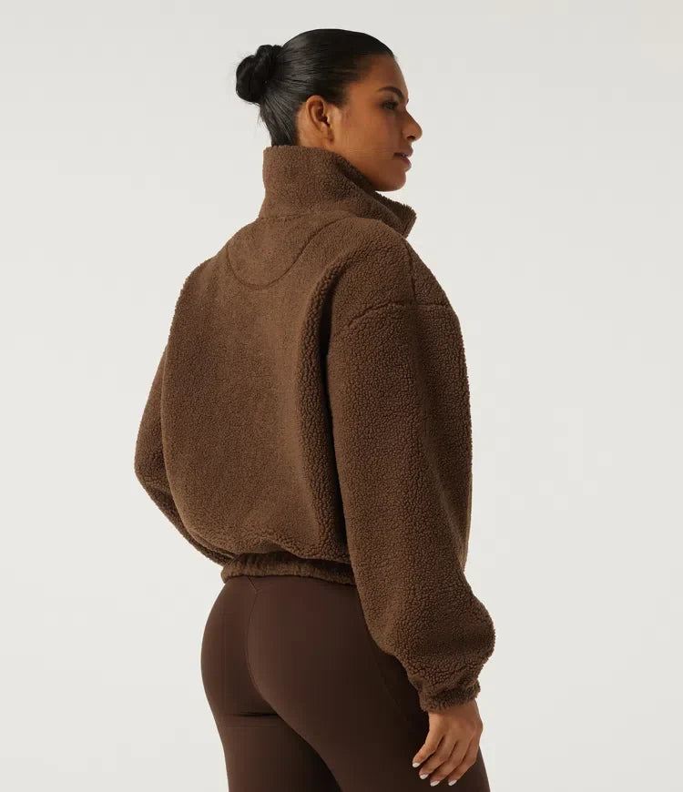 Turtleneck Long Sleeve Yoga Sherpa Jacket with Pockets