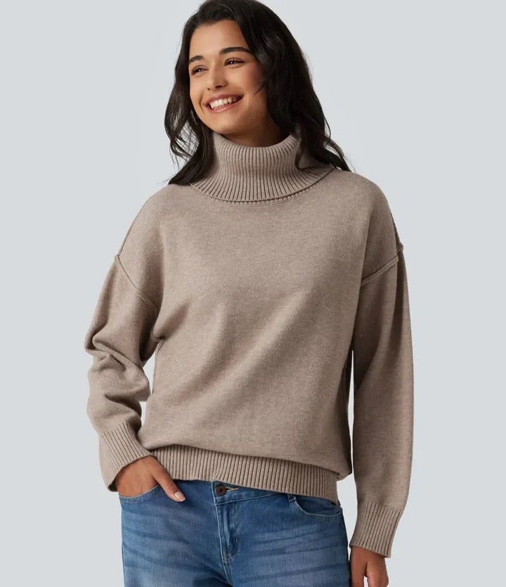 High Neck Long Sleeve Casual Sweater