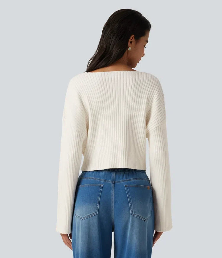V-Neck Long Sleeve Casual Sweater