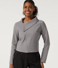 Asymmetric Collar Long Sleeve Casual Jacket with Pockets