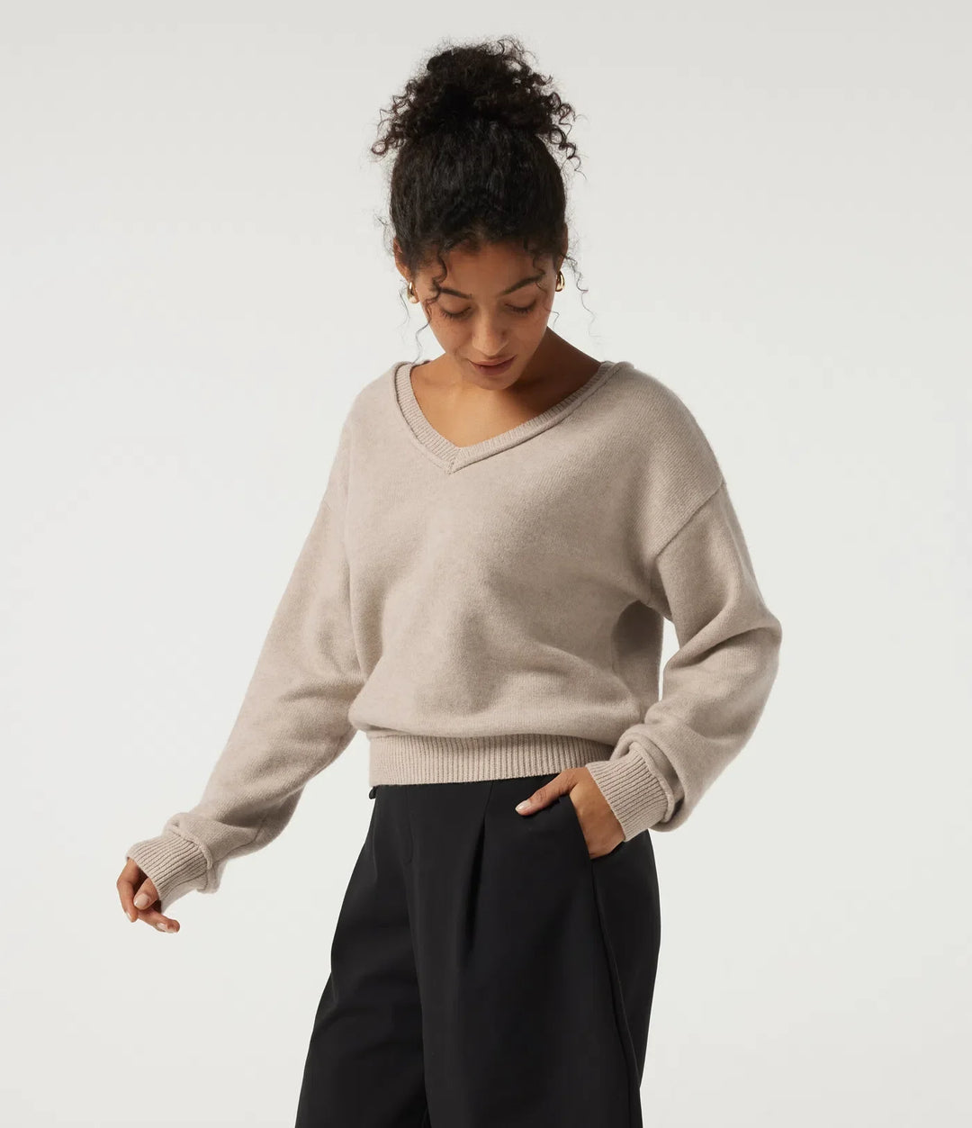 V Neck Long Sleeve Casual Sweater