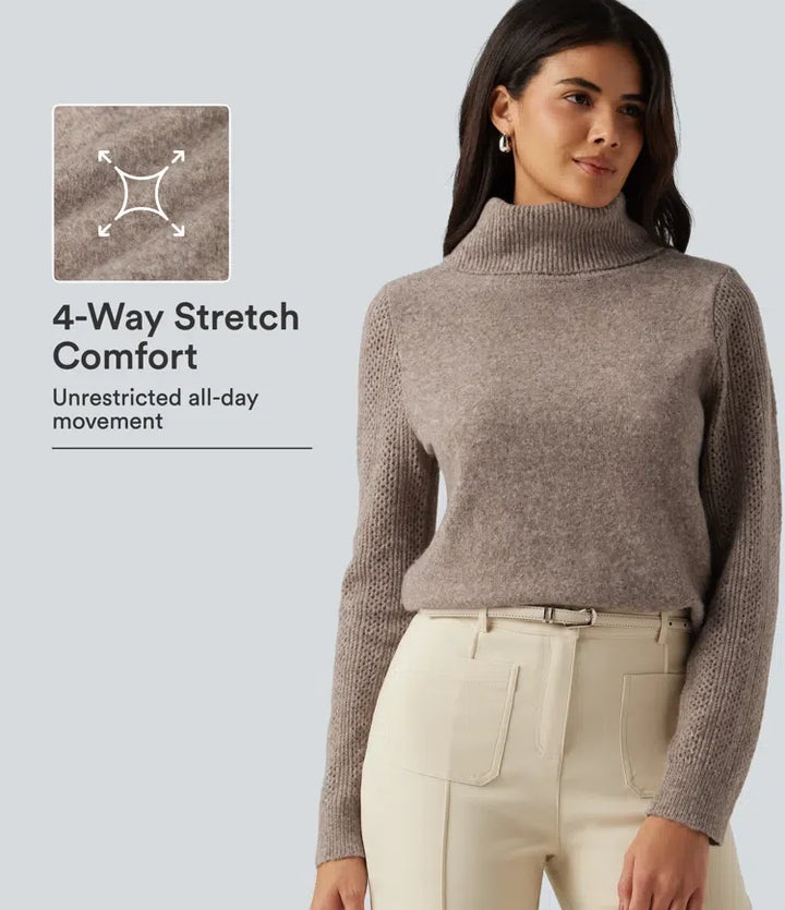 High Neck Long Sleeve Slim Work Sweater