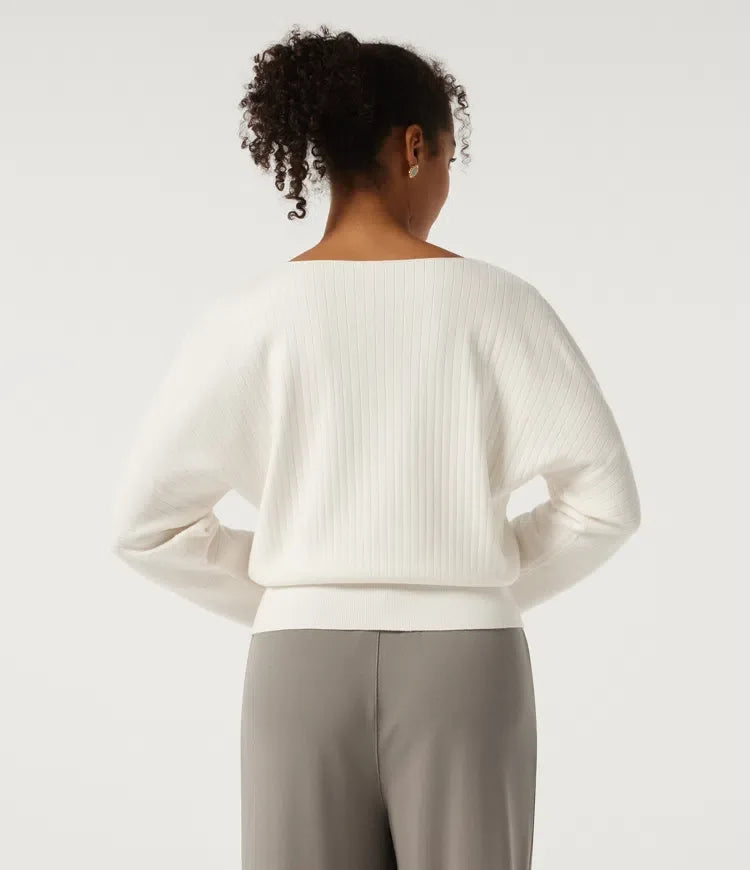 Boat Neck Long Sleeve Work Sweater