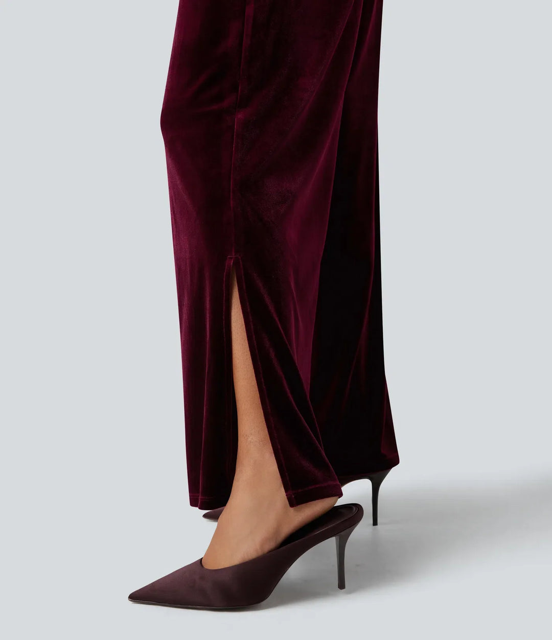 Tube Puff Sleeve Split Velvet Party Jumpsuit-Easy Peezy