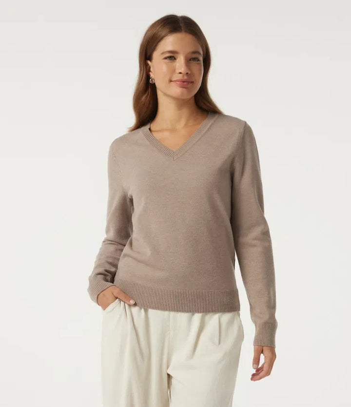 V Neck Long Sleeve Work Sweater