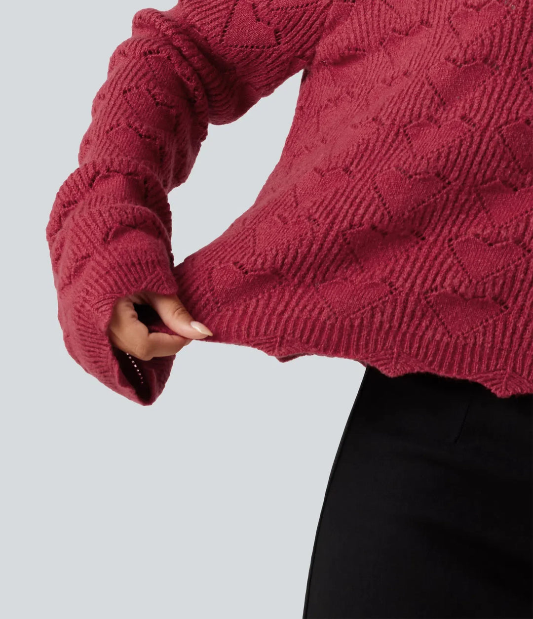 Round Neck Dropped Shoulder Long Sleeve Casual Sweater