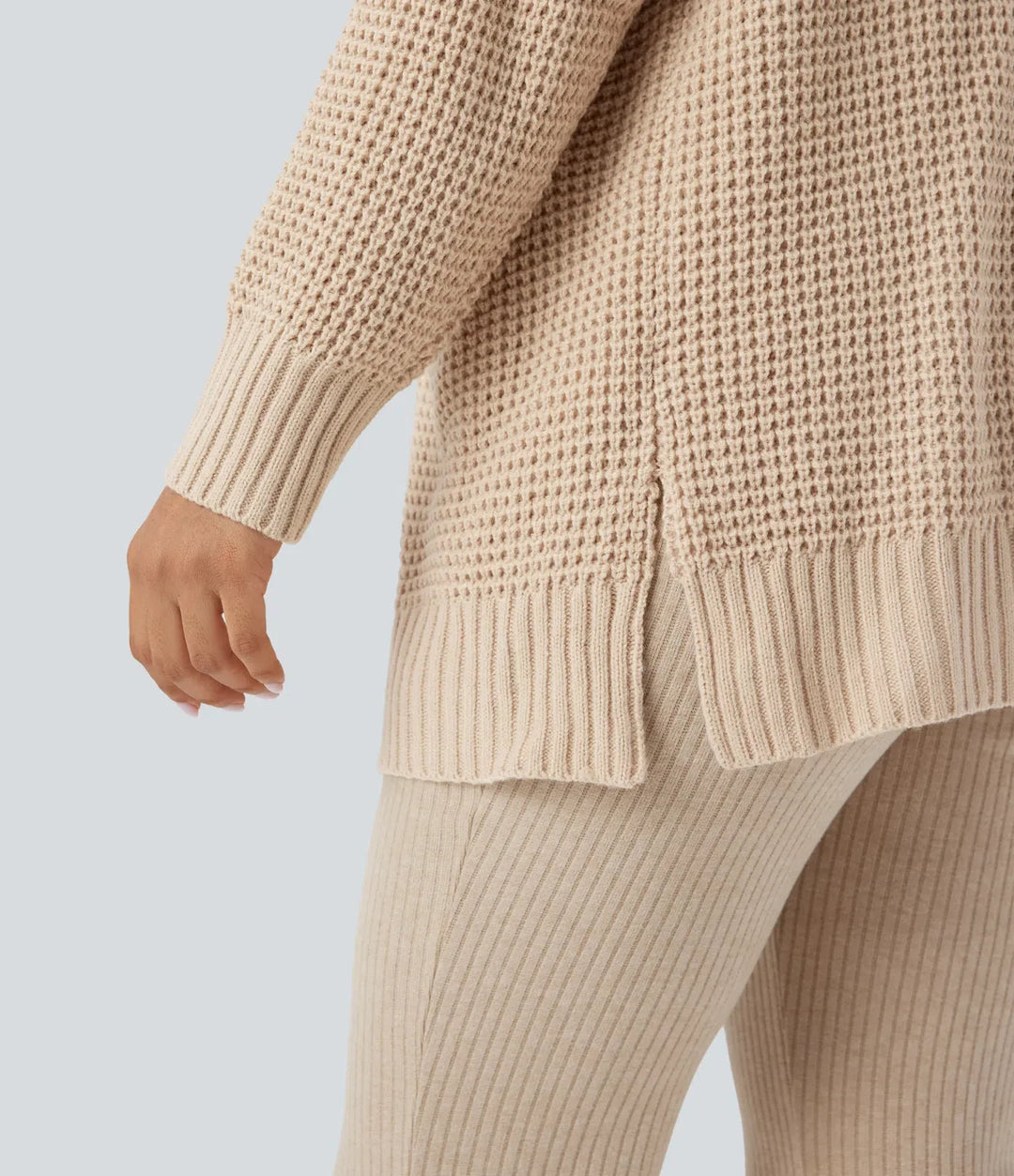 Long Sleeve Waffle Casual Cardigan with Pockets