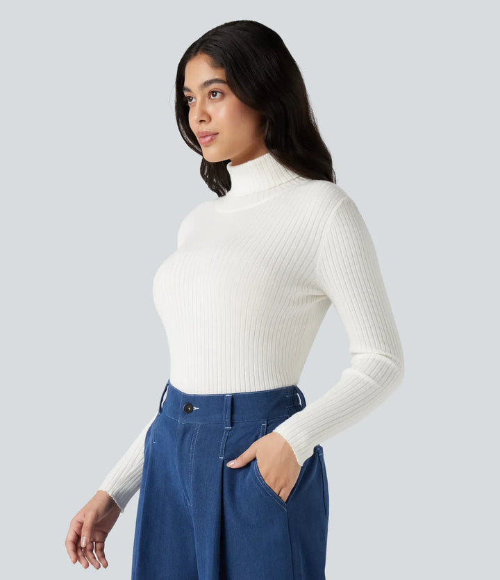 High Neck Long Sleeve Work Sweater