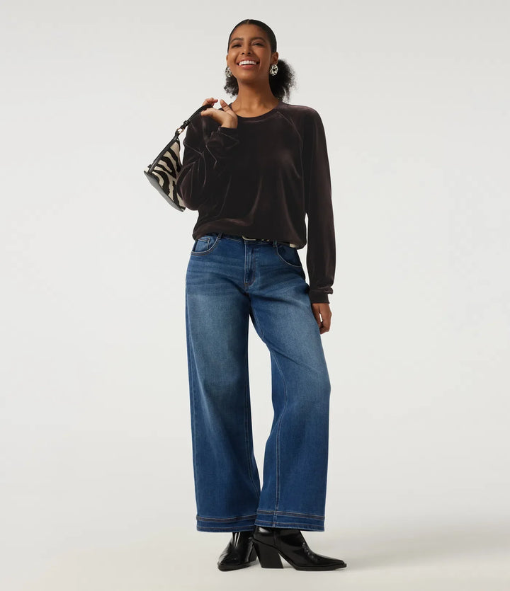 Round Neck Long Sleeve Velvet Casual Sweatshirt