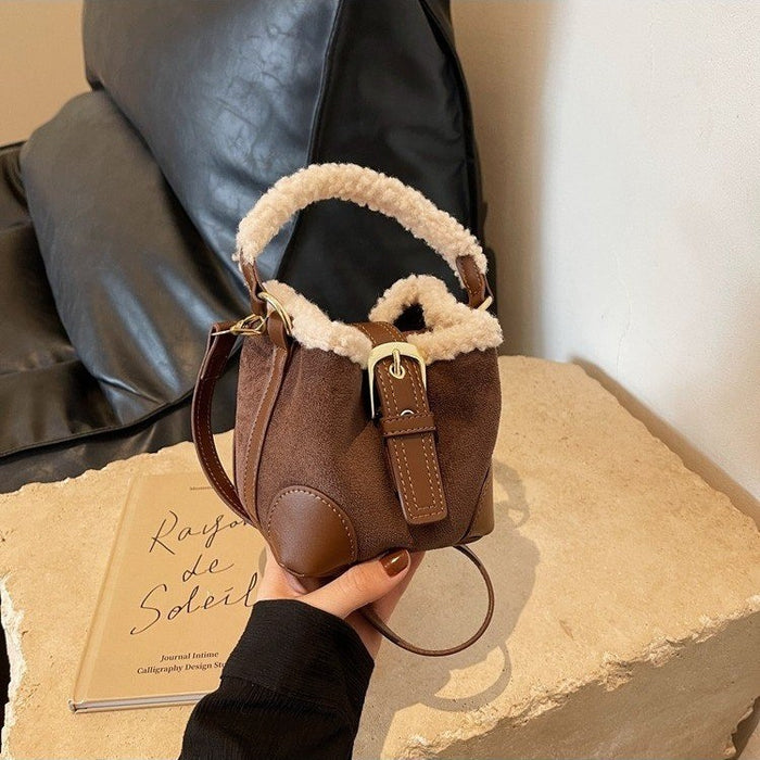 Avery | Small Plush-Trim Bucket Crossbody Bag
