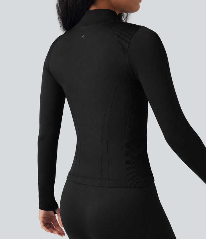 OneForm Seamless Flow Stand Collar Long Sleeve Thumb Hole Yoga Jacket