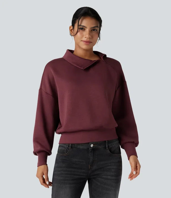 SpacerTek Funnel Neck Half Zip Oversized Casual Sweatshirt