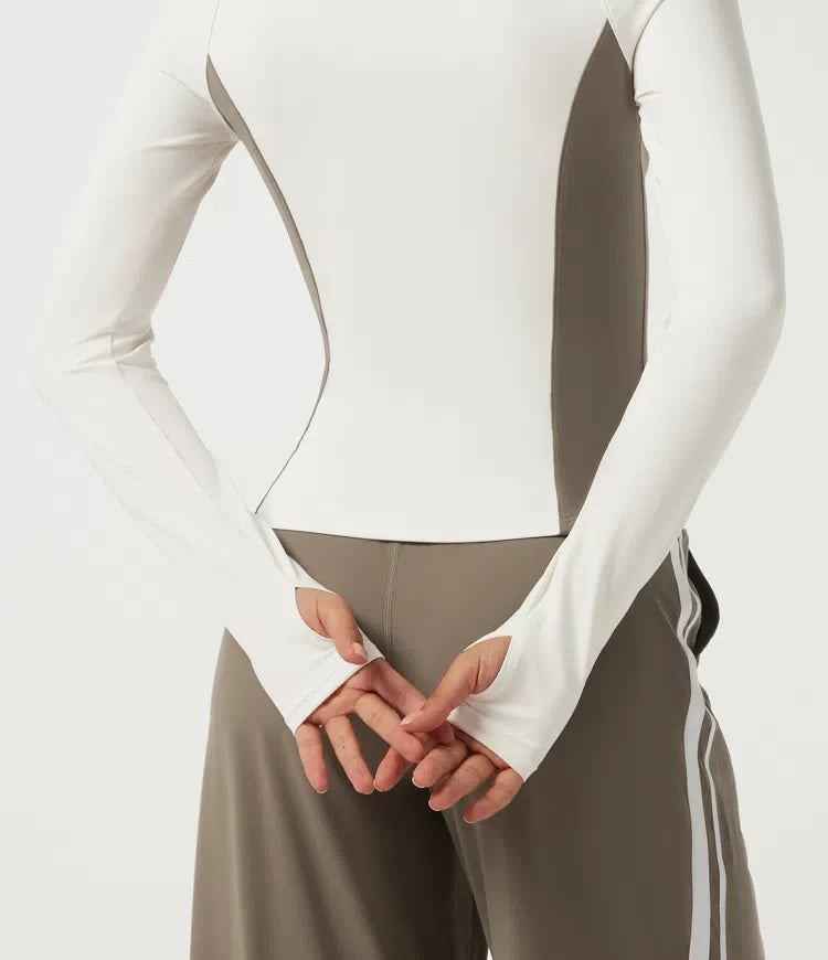 Halara UltraSculpt Long Sleeve Color Block Yoga Active Jacket with Pockets