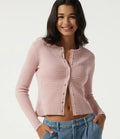 Round Neck Long Sleeve Waffle Workout Cardigan
