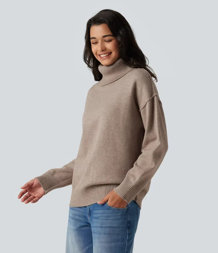 High Neck Long Sleeve Casual Sweater