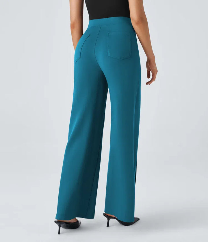 High Waisted Pocket Wide Leg Work Pants