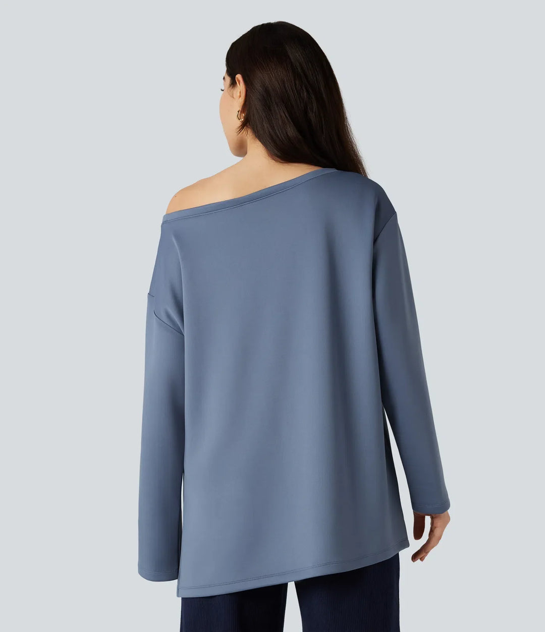 Boat Neck Long Sleeve Relaxed Casual Sweatshirt