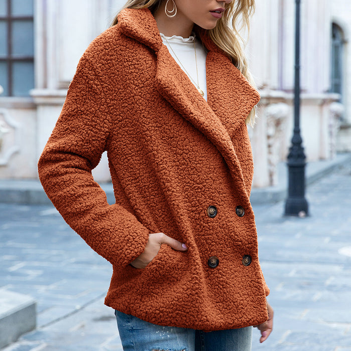 Brooke | Teddy Coat with Notched Lapels and Double-Breasted Front