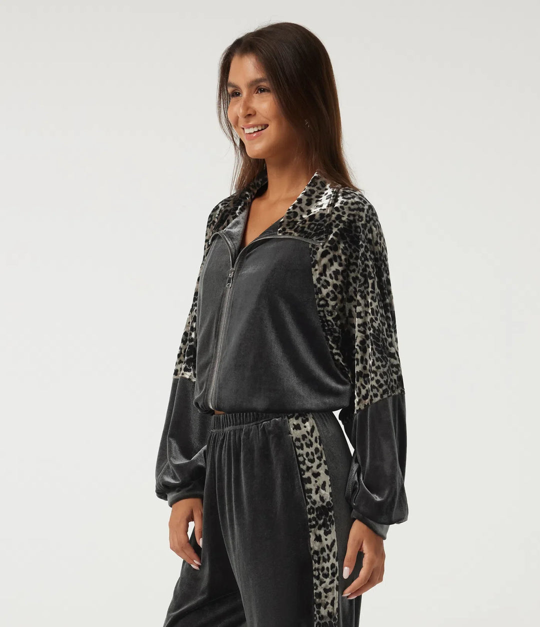 Lapel Raglan Long Sleeve Leopard Print Casual Jacket with Pockets