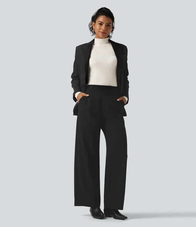 Mock Neck Long Sleeve Slim Work Sweater with Thumbholes