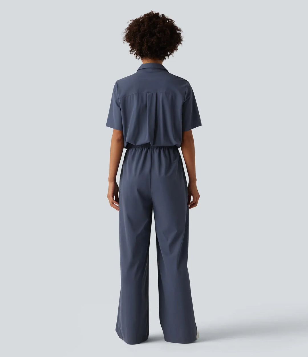 Short Sleeve Work Jumpsuit with Pockets-Easy Pezzy Edition