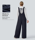 Tie Back Chenille Waffle Casual Overalls with Pockets