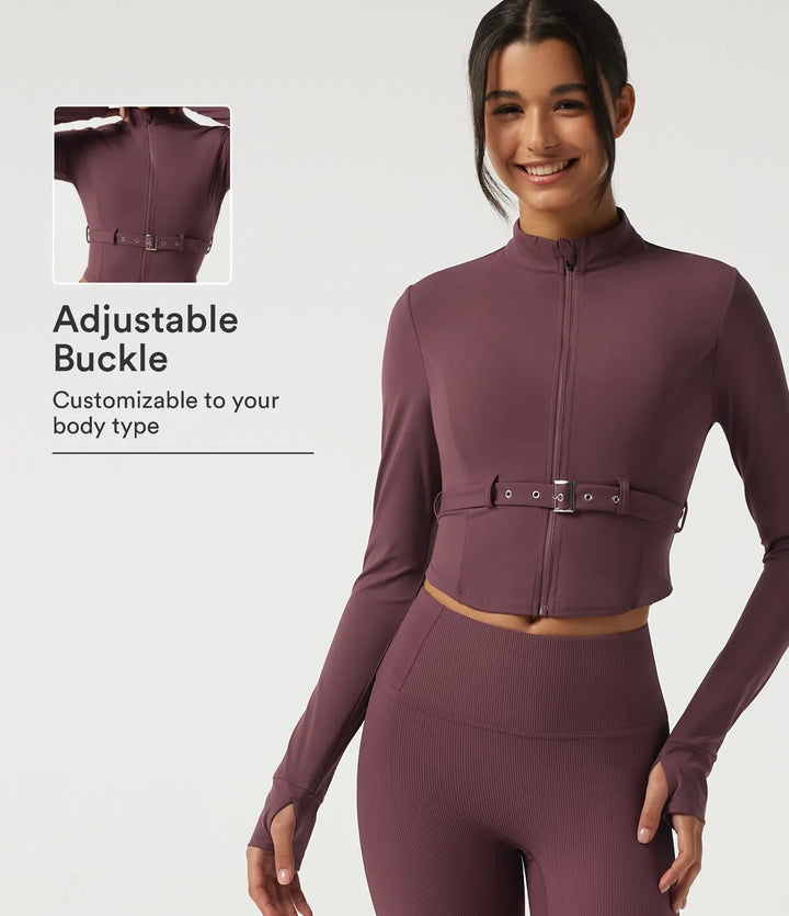 Halara UltraSculpt Stand Collar Long Sleeve Buckle Belted Yoga Curvy Jacket