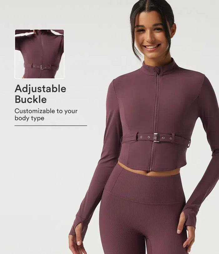 Halara UltraSculpt Stand Collar Long Sleeve Buckle Belted Yoga Curvy Jacket