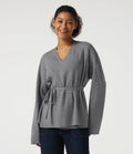 V Neck Long Sleeve Belted Work Cardigan