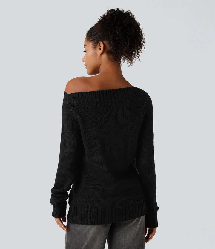 One Shoulder Long Sleeve Casual Sweater