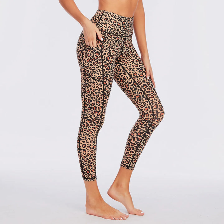 Halara UltraSculpt Leopard Print High Waisted Tummy Control Yoga Leggings with Pockets
