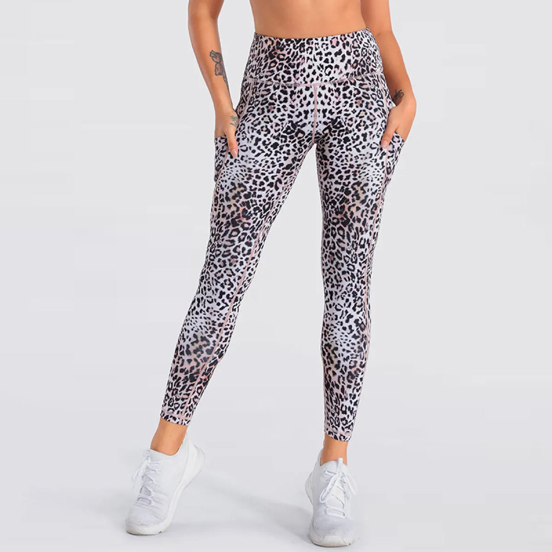 Halara UltraSculpt Leopard Print High Waisted Tummy Control Yoga Leggings with Pockets