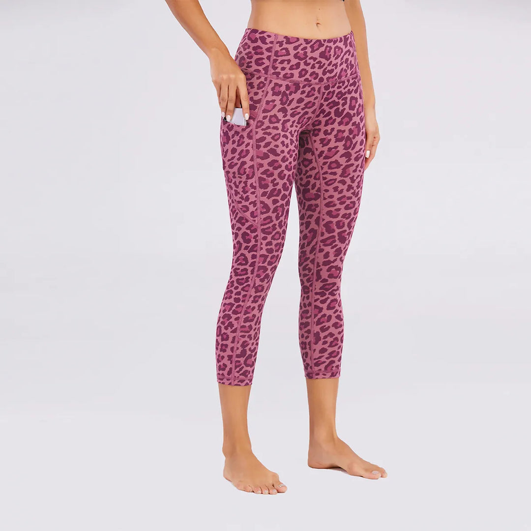 Halara UltraSculpt Leopard Print High Waisted Tummy Control Yoga Leggings with Pockets