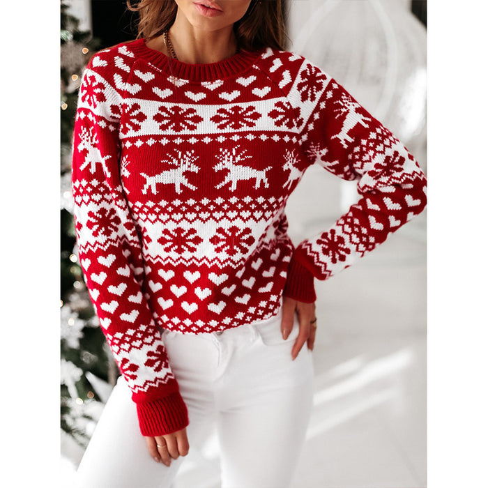Avery | Reindeer and Snowflake Jacquard Christmas Sweater