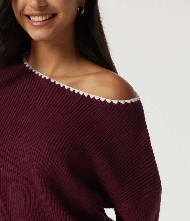 One Shoulder Long Sleeve Casual Sweater